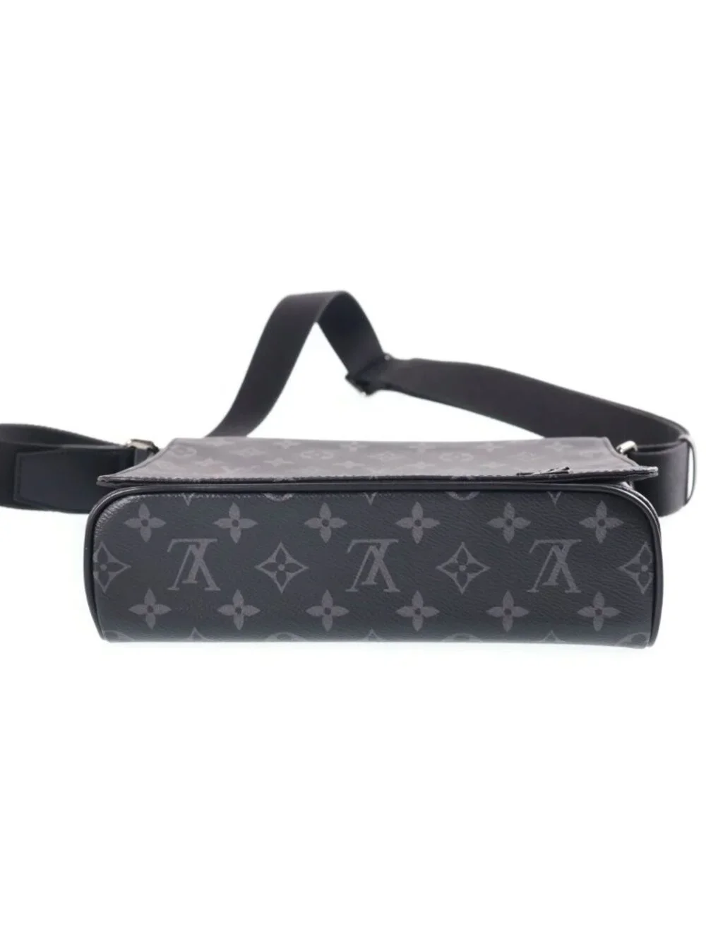 Louis Vuitton Monogram Eclipse District PM Shoulder Bag Black Leather Silver